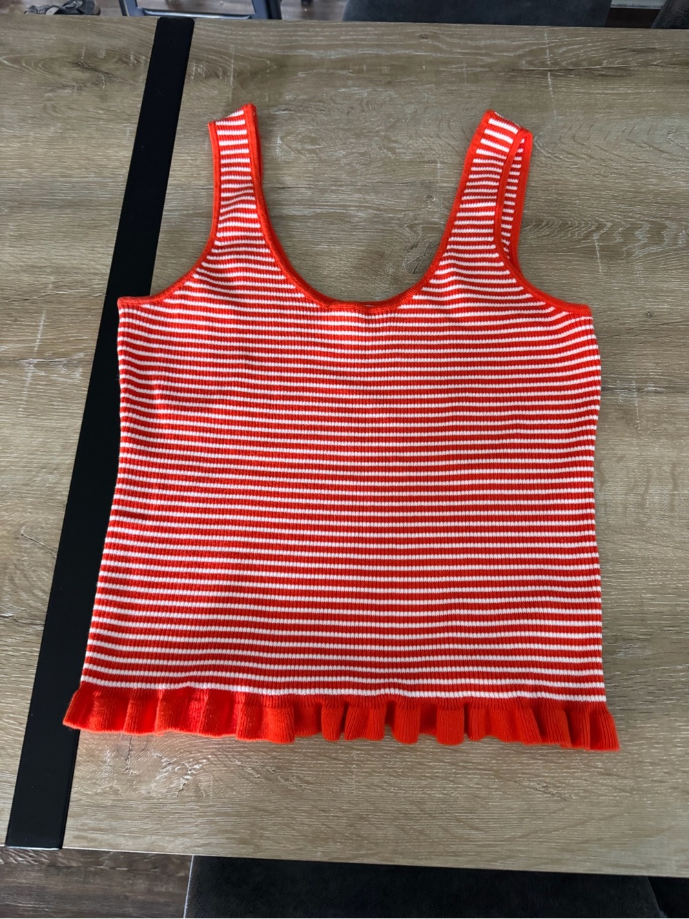 Free Assembly Red & White Striped Ribbed Tank Top - Picture 2 of 3